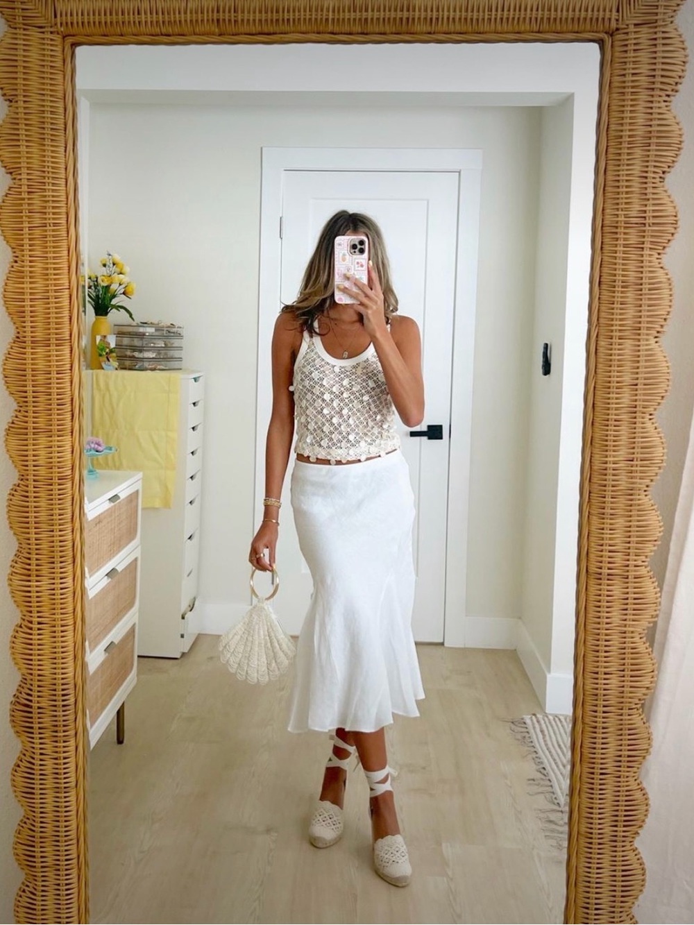J Crew white midi skirt